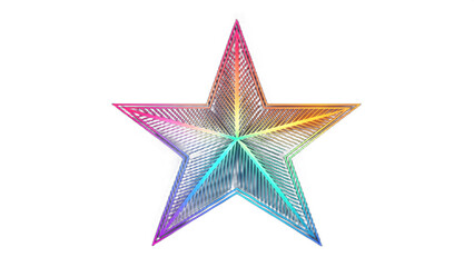 Obraz premium A vibrant star with rainbow gradient and intricate line art on a stark black background design element