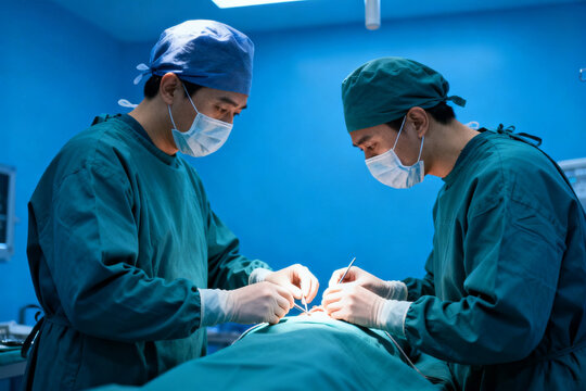 Surgeons performing surgery in an operating room