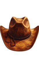 A weathered, tan cowboy hat.  Detailed texture