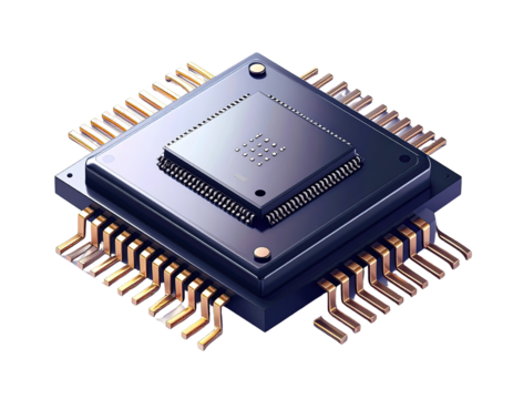 Detailed illustration of a computer chip - Powered by Adobe
