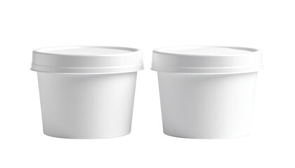 Two identical, white, plastic containers with lids