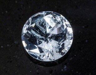 A captivating close-up of a brilliant-cut gemstone, showcasing its stunning facets and sparkling clarity against a deep, dark background, symbolizing luxury and elegance