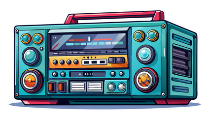 Fototapeta premium Retro Boombox Illustration with Vibrant Colors and Detailed Design Elements