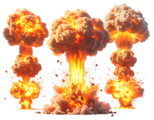 Explosive bursts of fire and smoke