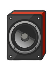 Fototapeta premium Illustration of a detailed stereo speaker with red trim and grey components