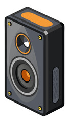 Fototapeta premium Isometric illustration of a stylish grey and orange audio speaker for music