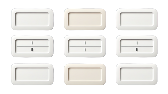 Grid of rectangular white and light beige plates