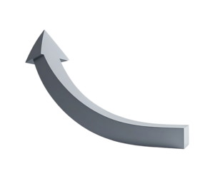 3D upward curving arrow