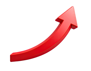 Red curved arrow on black background