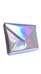 Holographic envelope, 3D render.  Shimmering, iridescent,  design