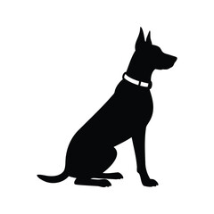 Elegant dog silhouette with a collar, posing with confidence and grace, dog on guard silhouette vector illustration