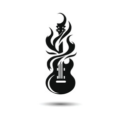 Flaming Guitar Silhouette