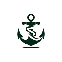 Anchor Emblem Logo With Wave Design