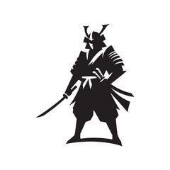 Silhouette Of A Samurai Warrior Vector Illustration