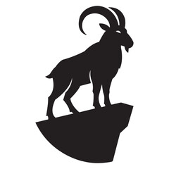 Goat on Mountain Vector Illustration