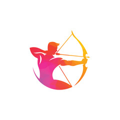 Black Logo Vector of an Archer Pulling