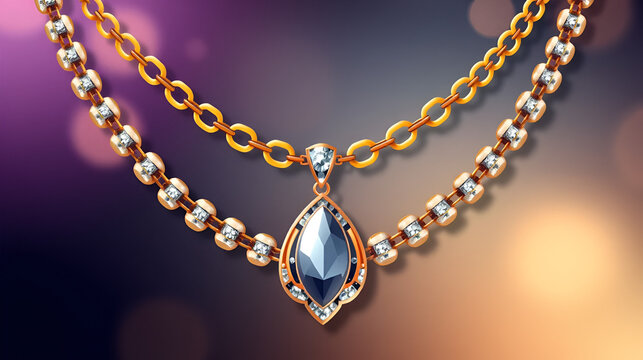 Vector art of elegant necklace with chain and pendant, a stylish accessory for any occasion