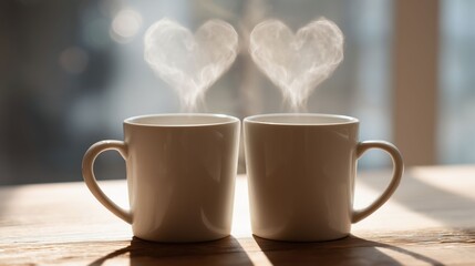 湯気でハートが浮かぶペアマグ