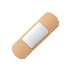 Beige adhesive bandage with breathable holes covering and protecting a small wound, isolated on transparent background