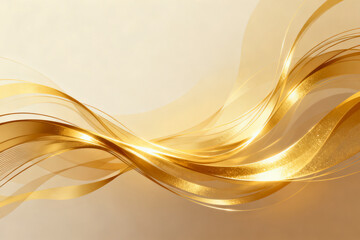 Abstract golden wave pattern with flowing light effects on a soft background