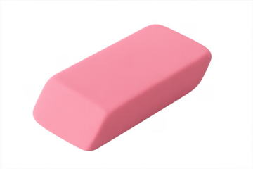 Pink eraser on transparent background for correction concept