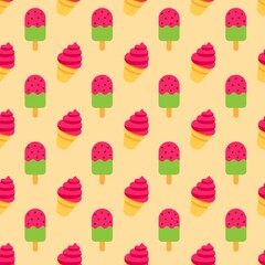 seamless pattern with ice cream cone stick