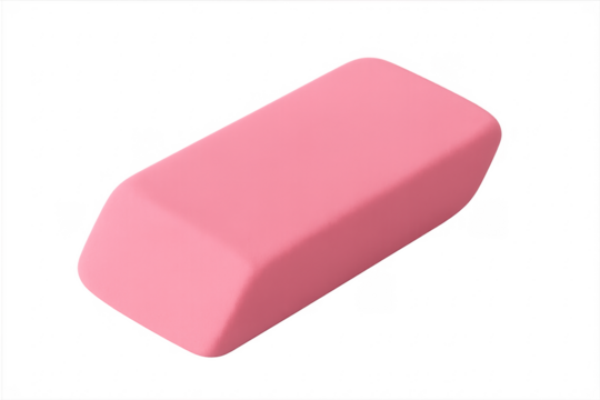 Pink eraser on transparent background for correction concept