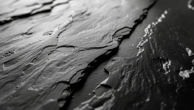 Textured black slate with water droplets, evoking modern luxury and design, perfect for backgrounds and textures with a stunning effect