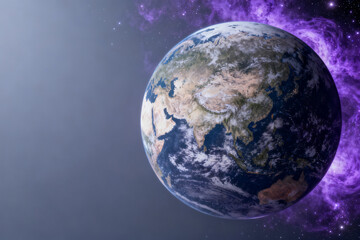 Fototapeta premium Earth viewed from space with vibrant cosmic background