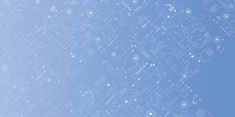 Circuit technology background with hi-tech digital data connection system. Blue circuit board image.