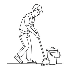 man mopping floor male cleaner janitor in uniform