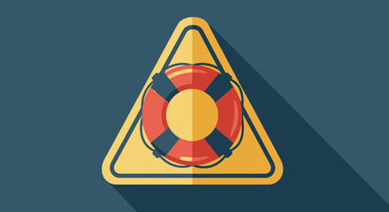 Warning Sign with Red and Yellow Lifebuoy, Safety Alert