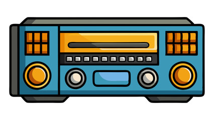 Fototapeta premium Cartoon Illustration of a Vintage Radio Receiver with Detailed Design Elements
