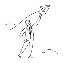 businessman with airplane