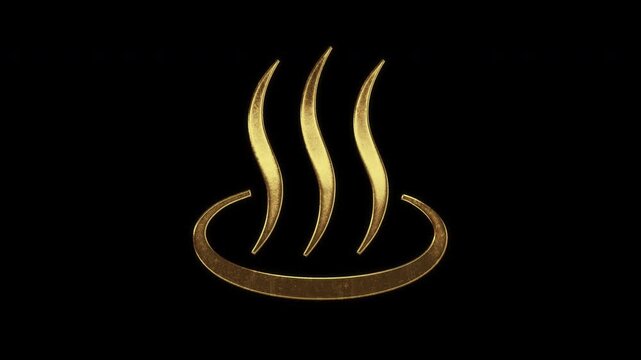 Hot springs with slightly reflected outlines on a gold foil-like surface, serif, loop, alpha channel

