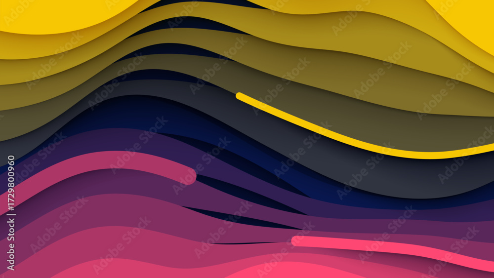 Sticker colorful abstract wave background design with flowing lines and modern style