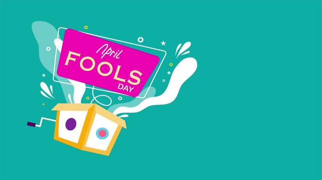 Funny spring box toy with April Fools day sign