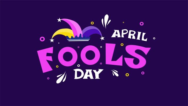 Bold April Fools Day lettering design with jester hat