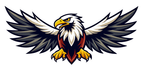 Fototapeta premium Stylized American Bald Eagle with Spread Wings, Detailed Feather Illustration