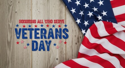 Honoring our heroes veterans day american flag wooden texture background illustration