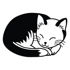 Cute Cat Silhouette Vector Style Vector Illustration