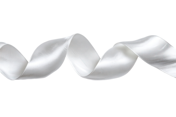 Cream satin ribbon, curved in a flowing spiral