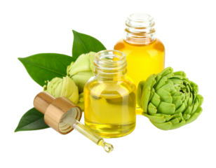 Cuticle Oil bottle with flowers isolated on white