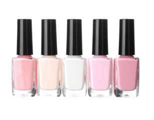 Red Gel Nail Polish bottle isolated on white