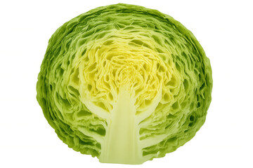 Lettuce cross section illustrating fresh salad ingredient, health food, and clean eating on transparent background