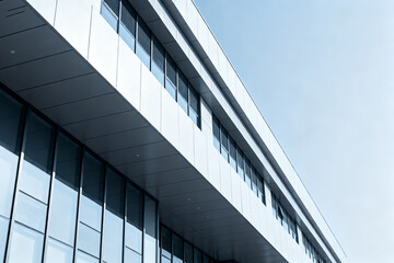 Obraz premium Modern glass and steel building facade under clear sky