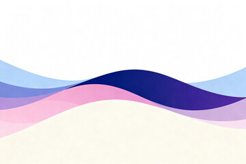 Abstract wavy layers in soft pastel and deep blue tones on a light background