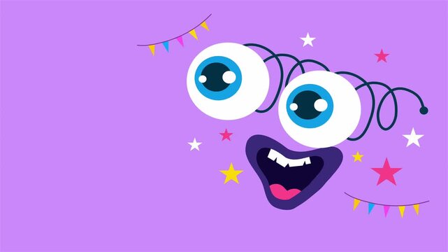 Funny cartoon eyes and mouth with stars playful prank