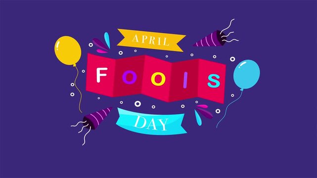 Bright April Fool&rsquo;s Day banner with balloons and decorations