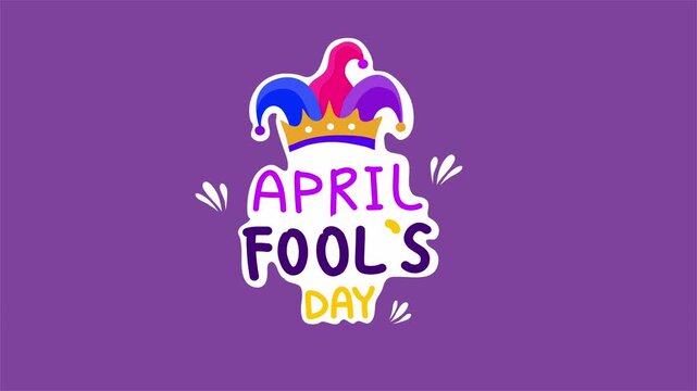 Purple banner with April Fool&rsquo;s Day jester crown text